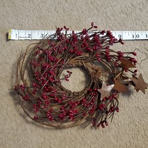 Primitive berry wreath with metal stars